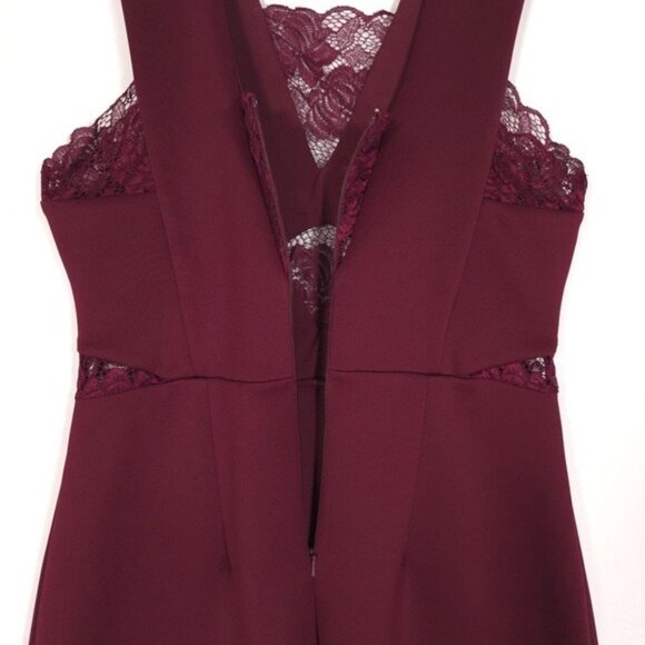 asos Women’s Dress Mini Lace A-Line Fit & Flare Sleeveless Lined Burgundy Size 8 - Picture 7 of 10